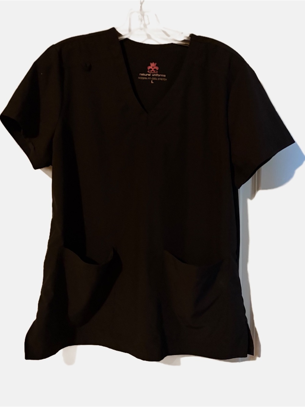 Natural Uniforms Black V-Neck Scrub Tunic with Dual Pockets Large
